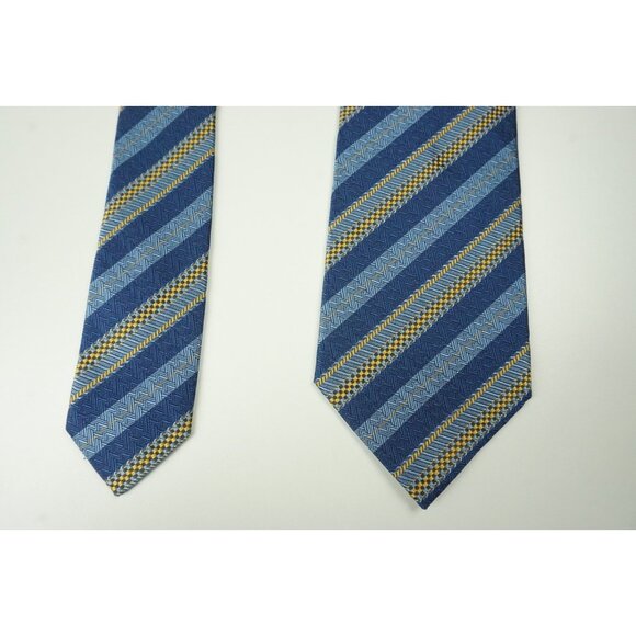 37651136~blue_1754219625578_0.jpg Brioni Silk Lemon Sky Azure Blue Striped Textured Standard Tie Made in Italy NEW